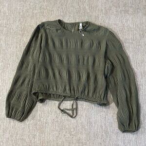 Olive Green Women's Long Sleeved Top- Size Lg